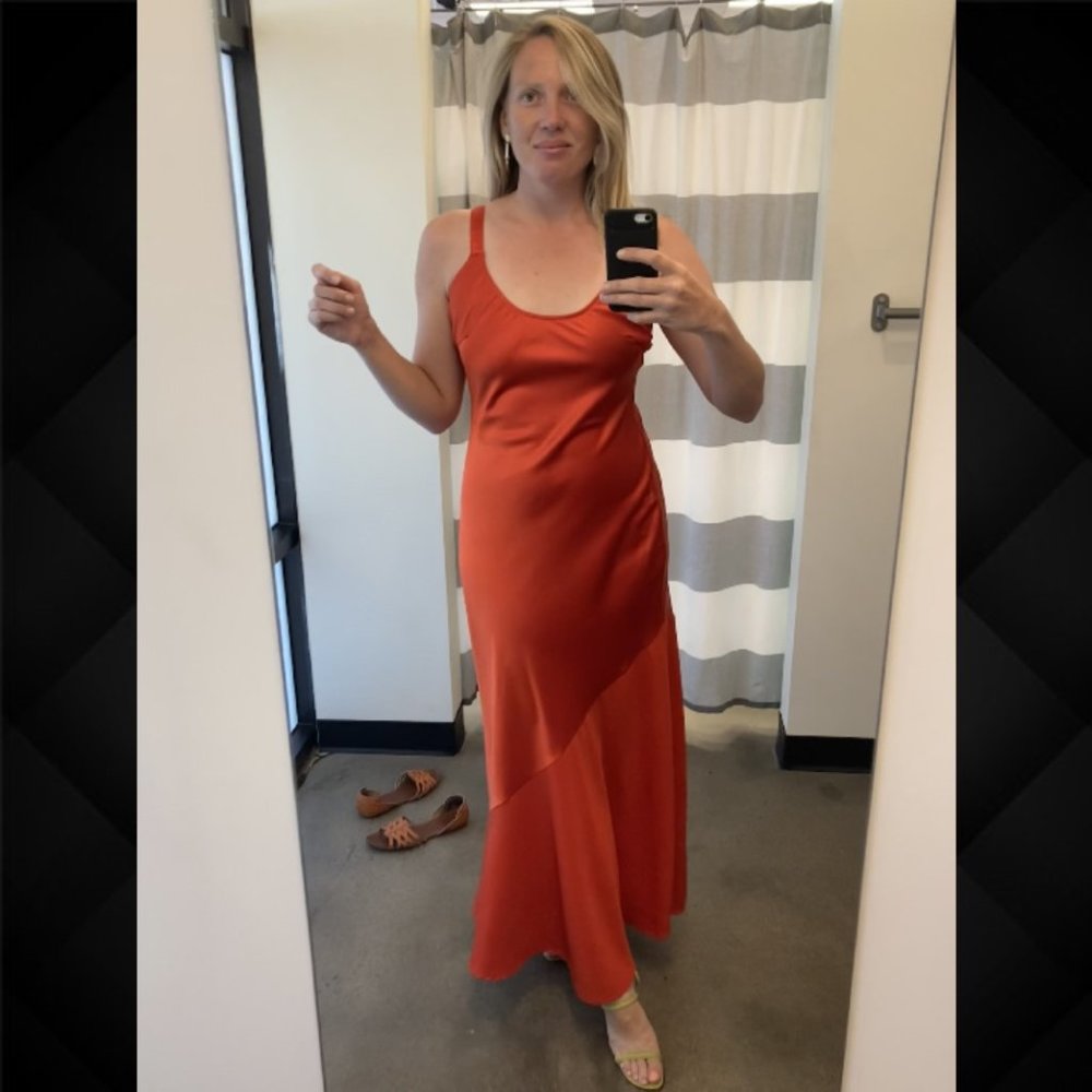 Here Comes the Sun Reddish Orange Floor-length Gown